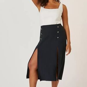ANTHROPOLOGIE Maeve Dual Split Button Midi skirt